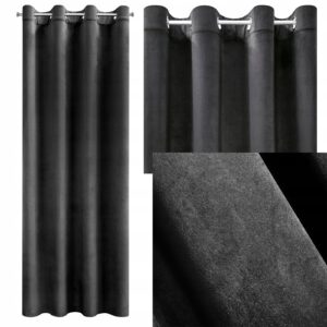 Mięciutka zasłona welwetowa kółka 140x250 czarny