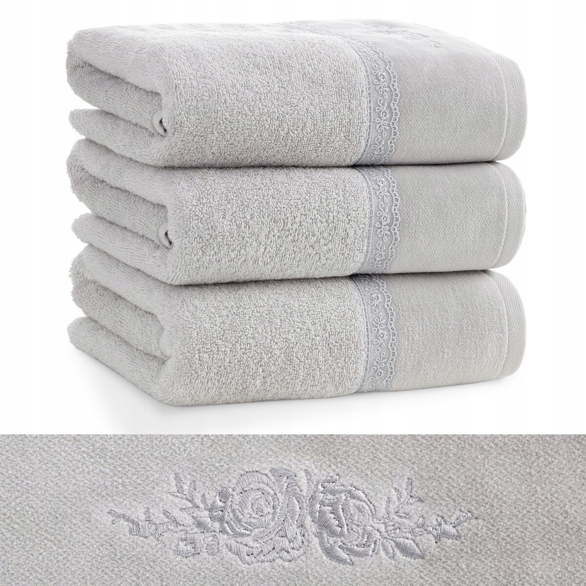 Piękny mięciutki ręcznik kąpielowy bawełna 50x90 srebrny prezent - obrazek 12