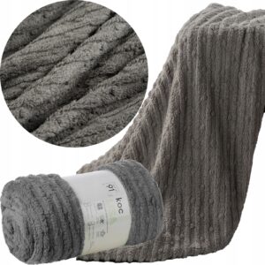 Mięciutki koc narzuta 200 cm x 220 cm stal prezent