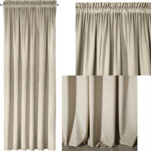 Mięciutka zasłona welwetowa taśma 140x270 j.beż