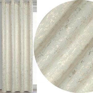 Zasłona 140X250 kremowa welwetowa z nadrukiem przelotka
