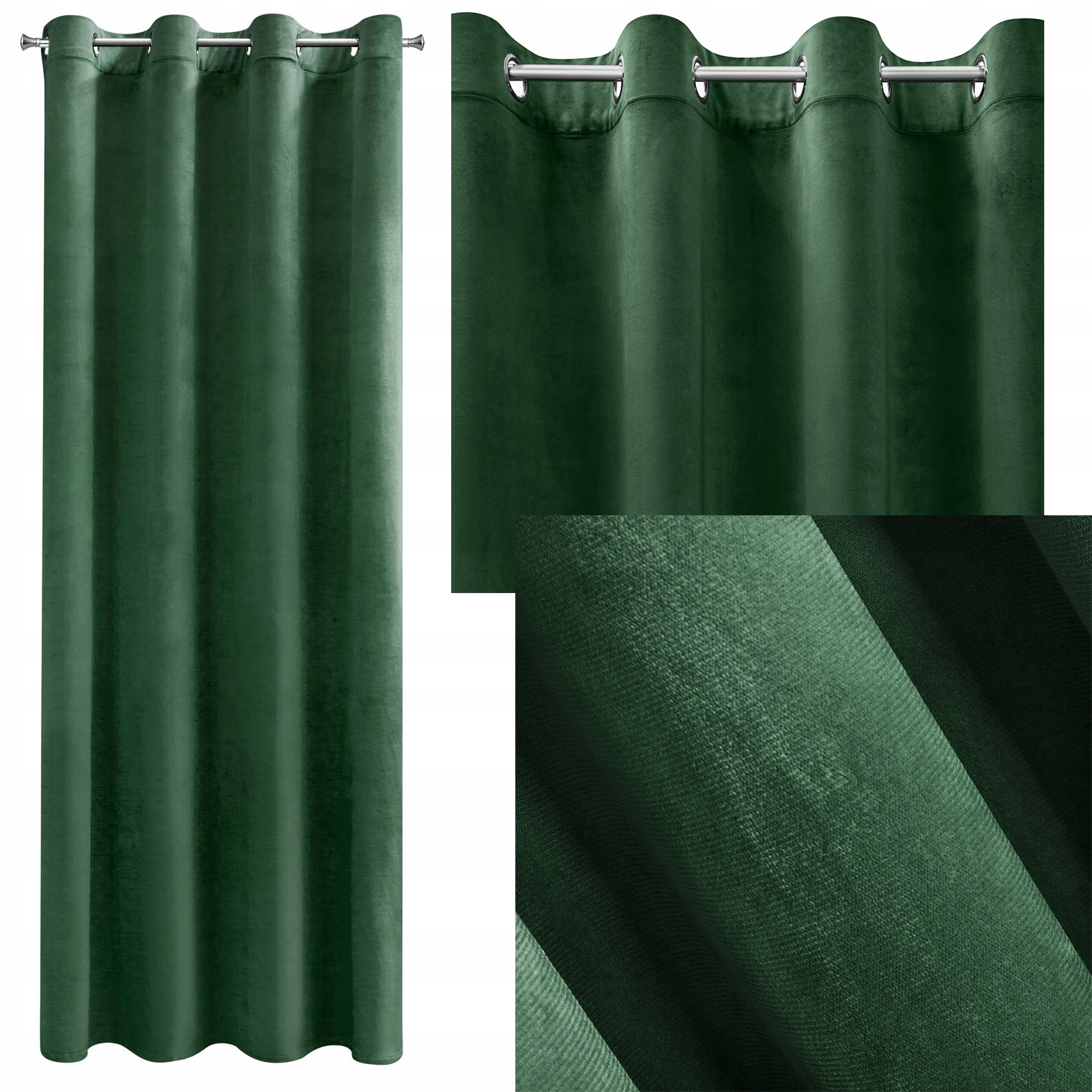 Mięciutka zasłona welwetowa kółka 140x250 c.zielony - obrazek 11