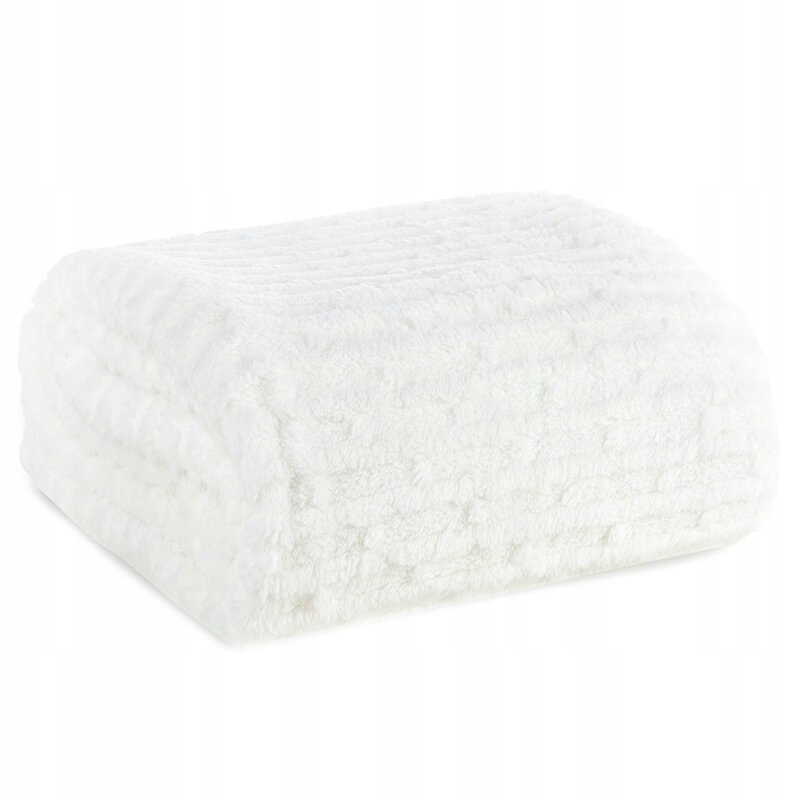 Komplet na kanapę i dwa fotele koc 170x210 + 2 x 70x160 biały - obrazek 15