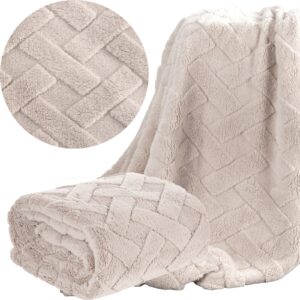 Koc narzuta 70x160 beżowy gruby mięciutki puszysty