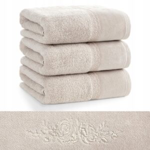 Piękny mięciutki ręcznik kąpielowy bawełna 70x140 beżowy prezent