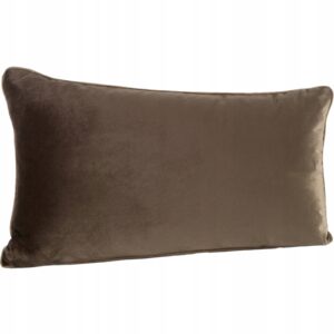 Poduszka z wypełnieniem welwetowa z ozdobną lamówką 30x50 ciemny brąz