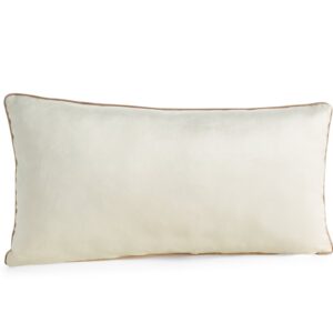 Poduszka z wypełnieniem welwetowa z ozdobną lamówką 30x50 kremowa