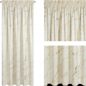 Zasłona gotowa welwetowa krem szampan z nadrukiem 140x270 taśma