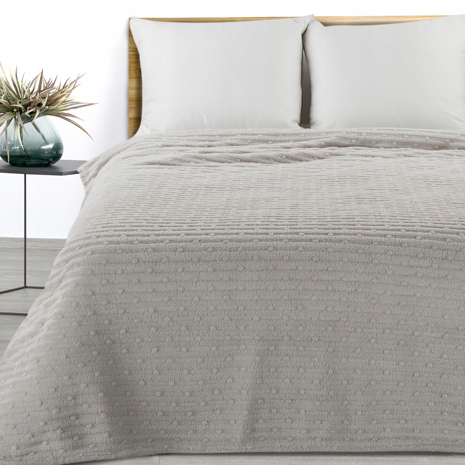 Mięciutki koc narzuta 150 cm x 200 cm SREBRNY - obrazek 9