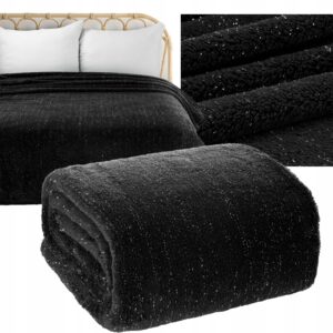 Koc narzuta mięciutki gruby 150 cm x 200 cm czarny