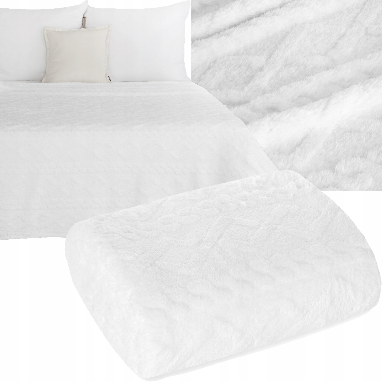 Prezent Mięciutki koc narzuta 200 cm x 220 gruby 260GSM biały - obrazek 6