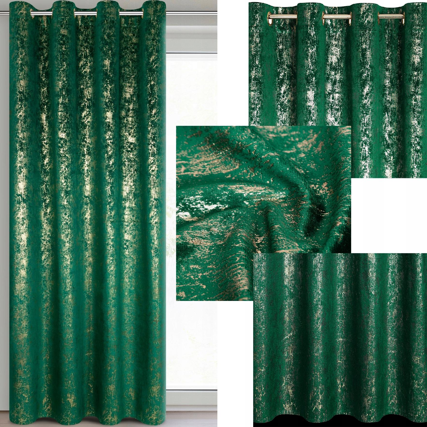 Zasłona 140X250 zielona welwetowa z nadrukiem przelotka - obrazek 13