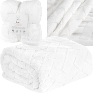 Koc narzuta 170x210 Caro biały gruby puszysty