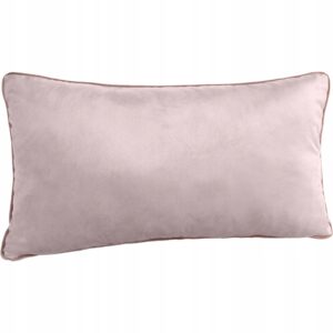 Poduszka z wypełnieniem welwetowa z ozdobną lamówką 30x50 pudrowa
