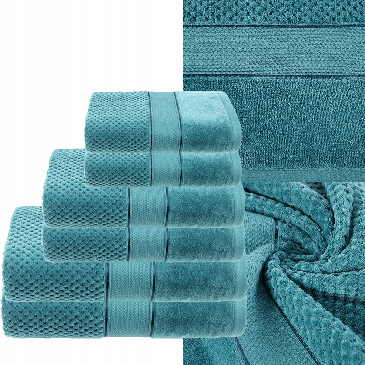 KOMPLET RĘCZNIKI KĄPIELOWE 6x SZTUK PREZENT 500gsm turkus - obrazek 4